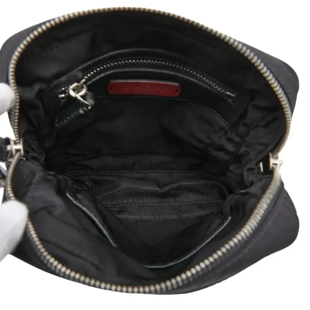 Valentino Nylon Logo Studs Shoulder Bag Black